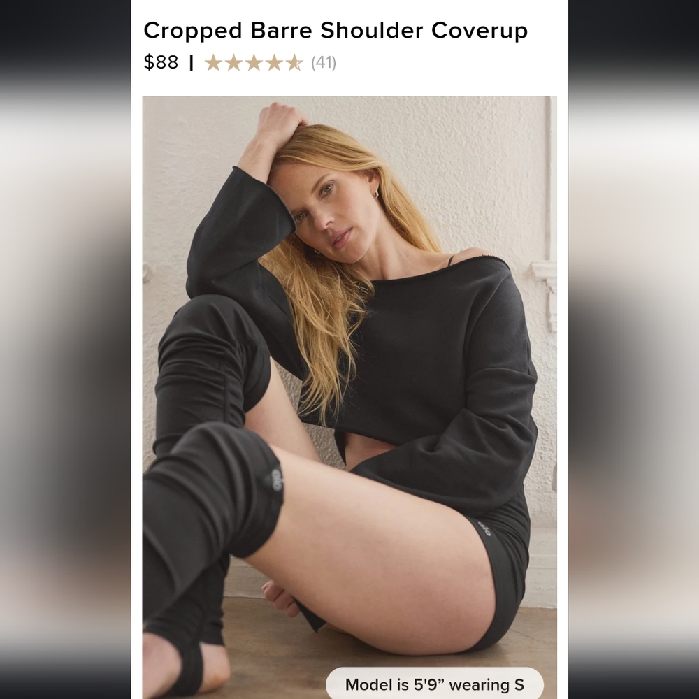 NWT Alo Yoga Cropped Barre Shoulder Coverup